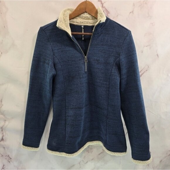 Kuhl Pullover Women Small Blue Plush Mock Sweater Teddy Sherpa Lined Alfpaca - Picture 1 of 10